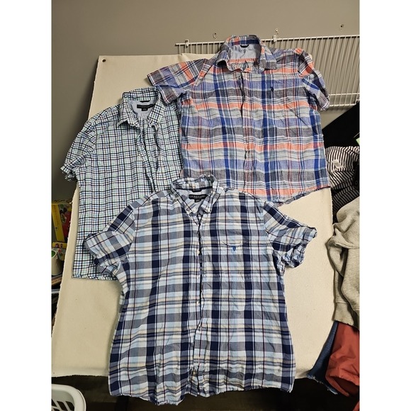 Ralph Lauren Shirt Mens Lot Of 3 XL Plaid Short Sleeve Indian Madras Cotton